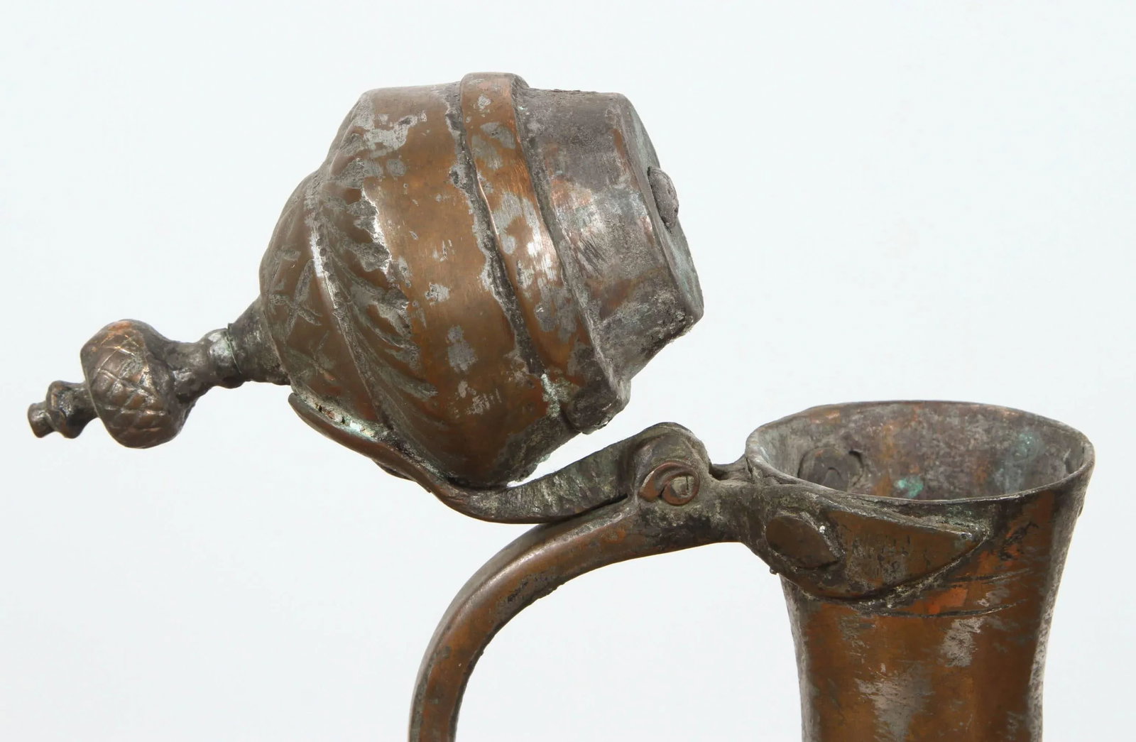 Middle Eastern Persian Tinned Copper Ewer - 3