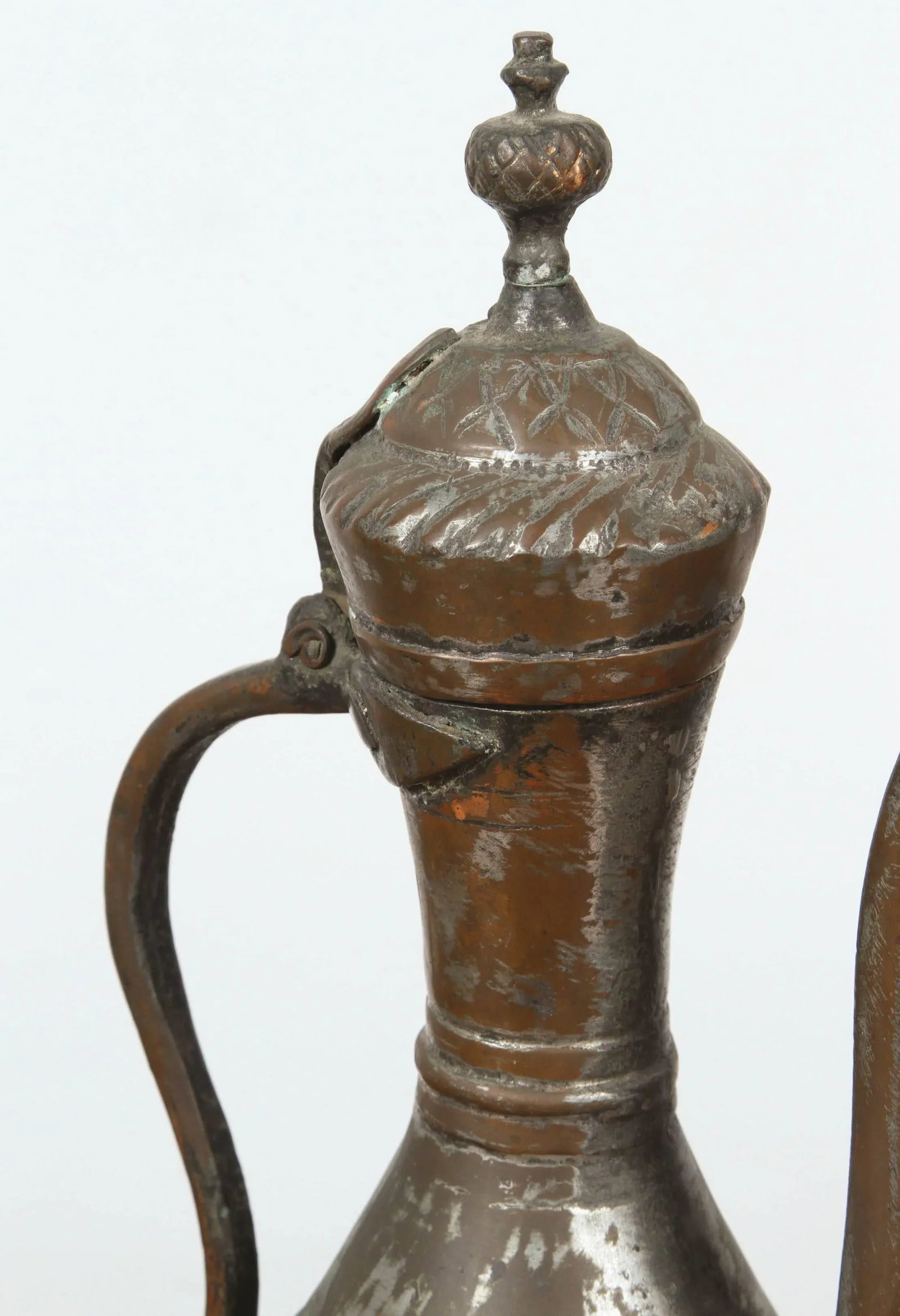 Middle Eastern Persian Tinned Copper Ewer - 4