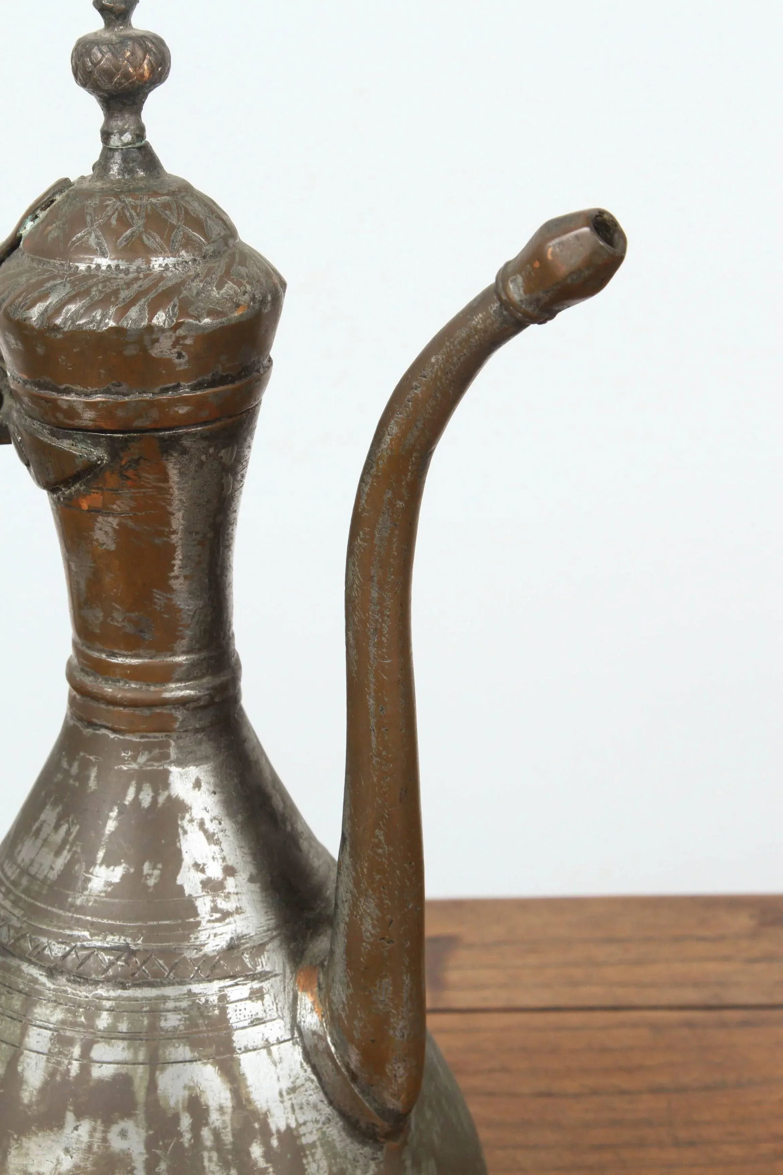 Middle Eastern Persian Tinned Copper Ewer - 5