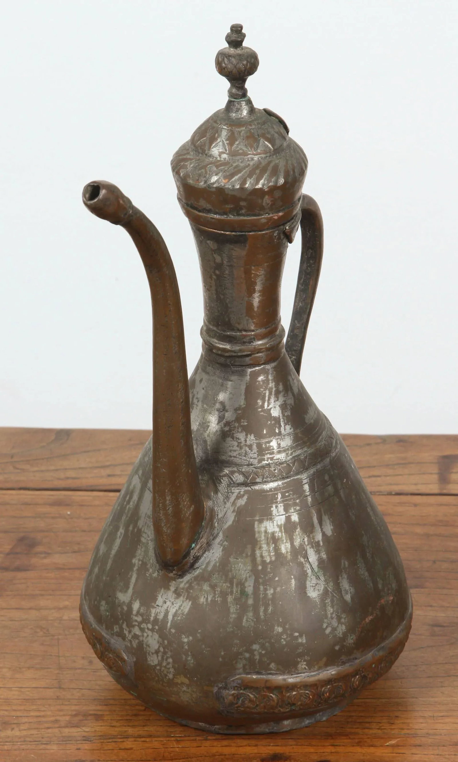 Middle Eastern Persian Tinned Copper Ewer - 6