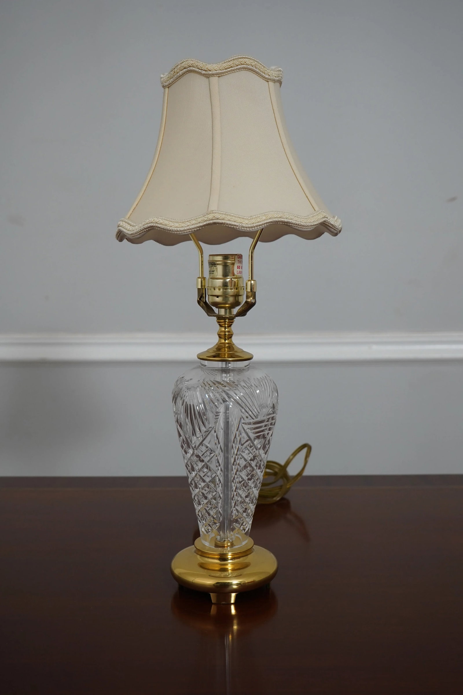 Waterford Crystal Small Table Lamp W. Brass Base - 2