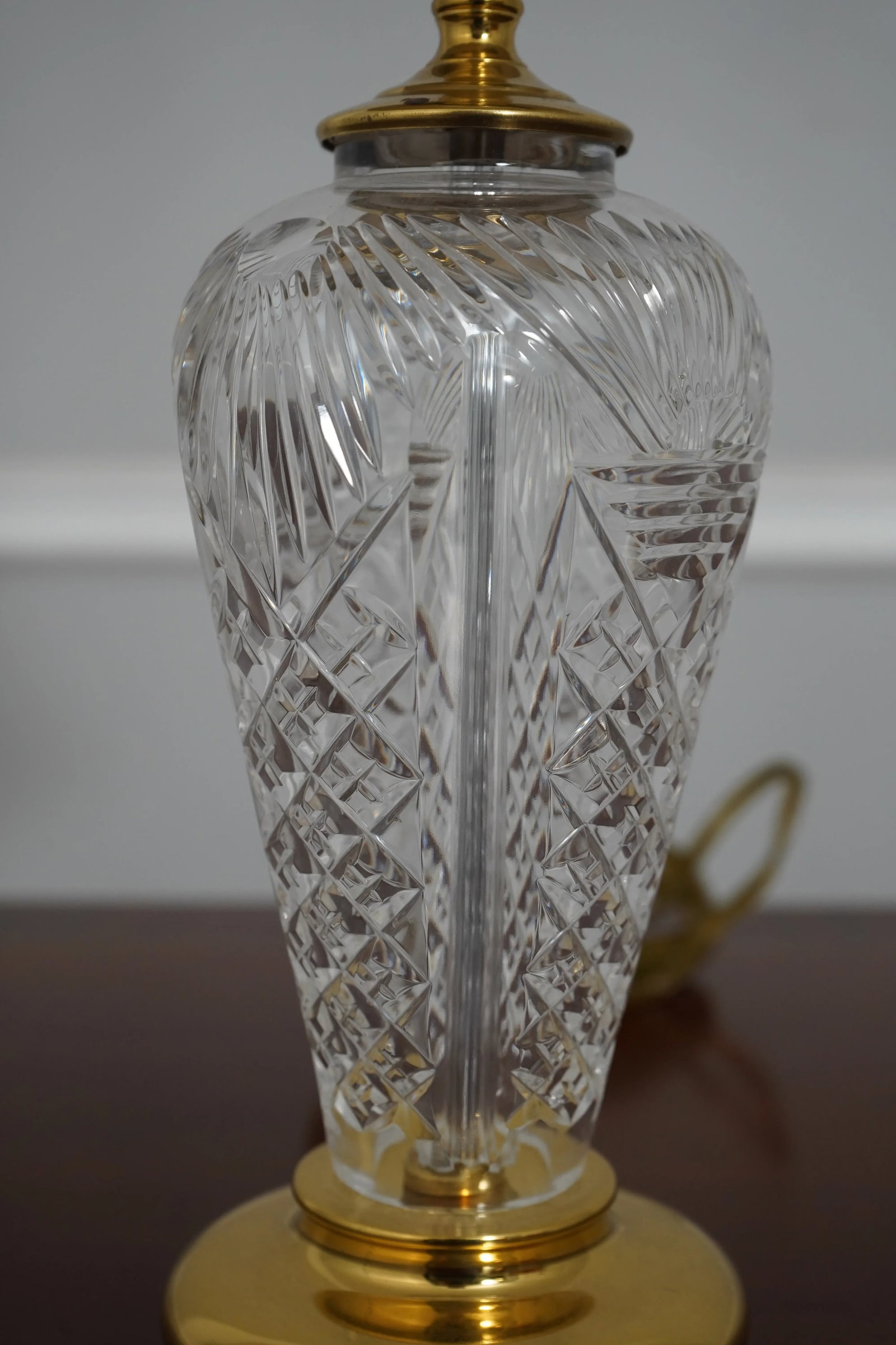 Waterford Crystal Small Table Lamp W. Brass Base - 3