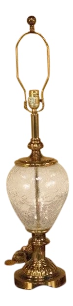 Stiffel Attributed Brass & Crackle Glass Table Lamp: Age: Approx: 20 Years Old Details: Quality Construction Nice Decorated Lamp For Your Home Condition: Offered @ Fraction Original Retail Cost Un-Marked Or Labeled As To Manufacture Size: 8w x 8d x 35h