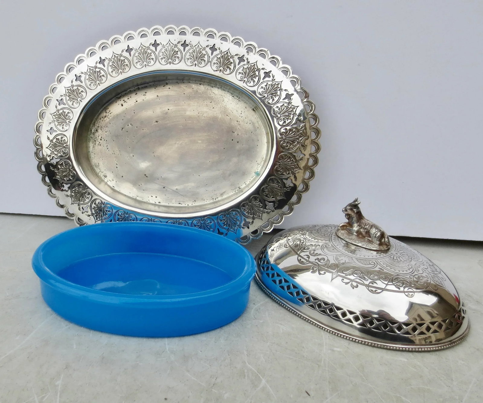 Butter Server Silver Plate Circa 1850 - Set of 3 - 3