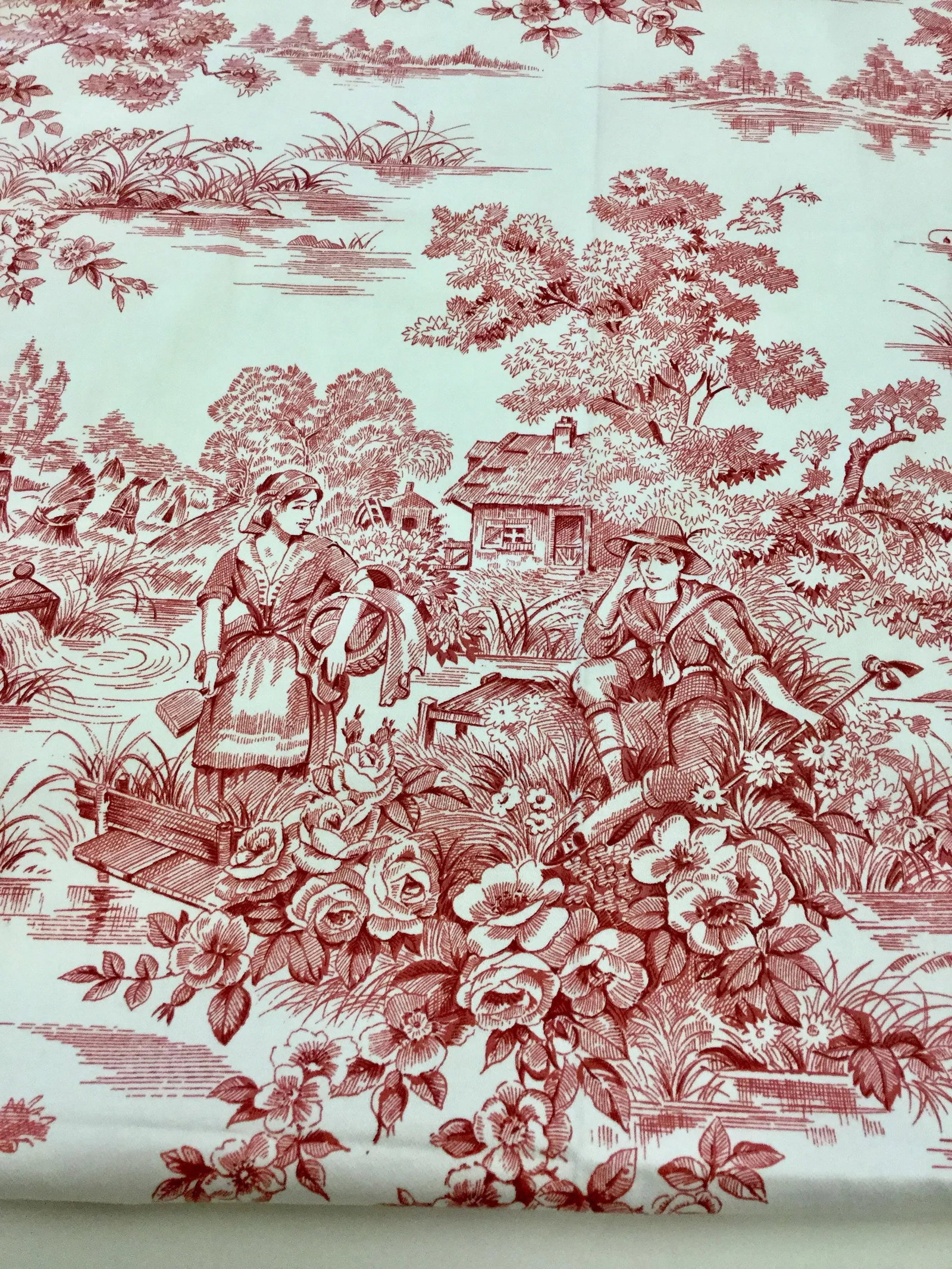 Waverly Cotton Satin Twill Woodland Toile Linen Upholstery Fabric - 2