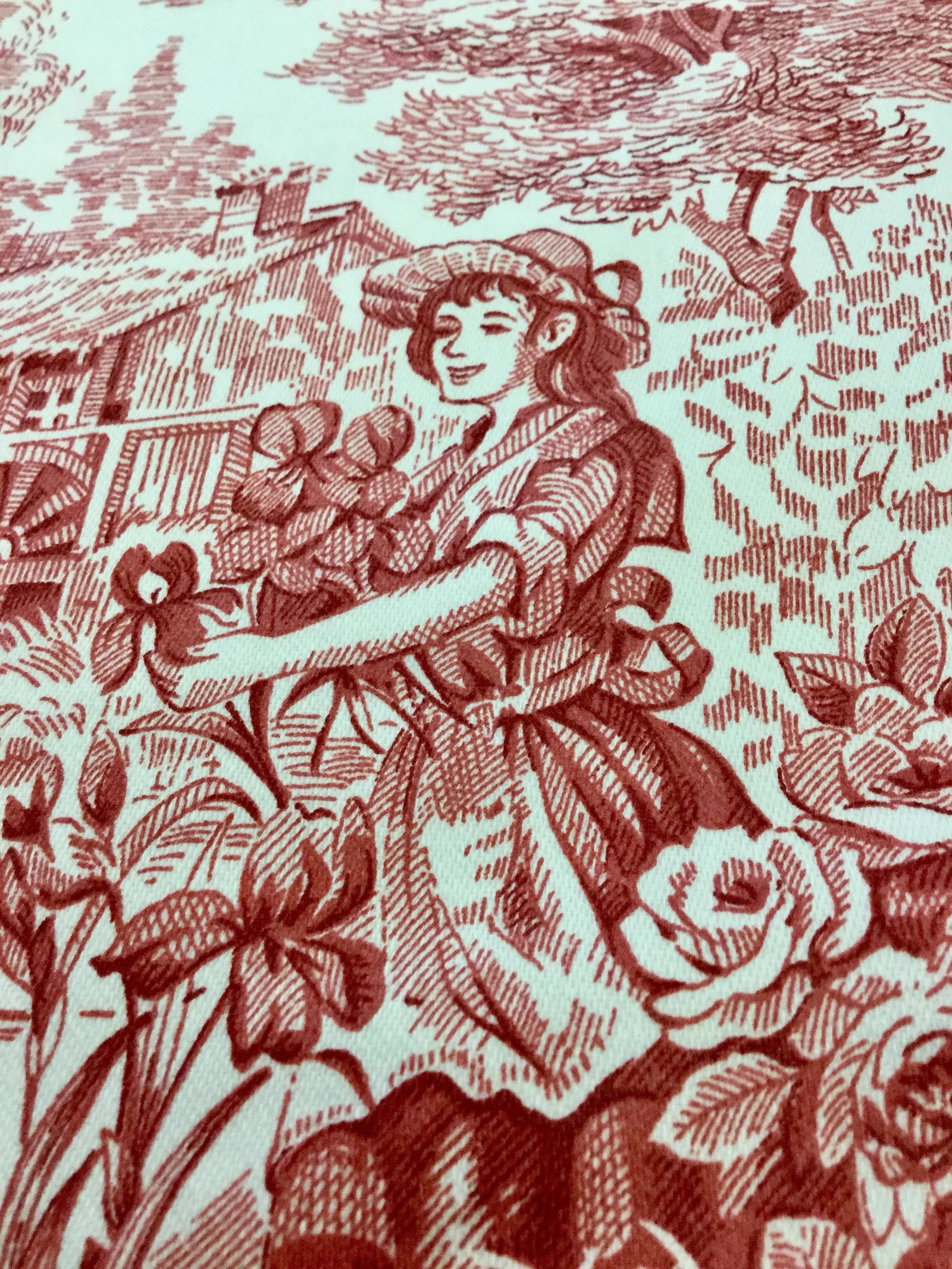 Waverly Cotton Satin Twill Woodland Toile Linen Upholstery Fabric - 3