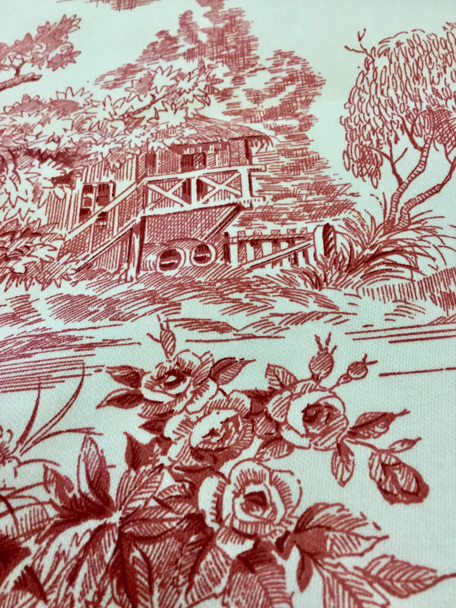 Waverly Cotton Satin Twill Woodland Toile Linen Upholstery Fabric - 7