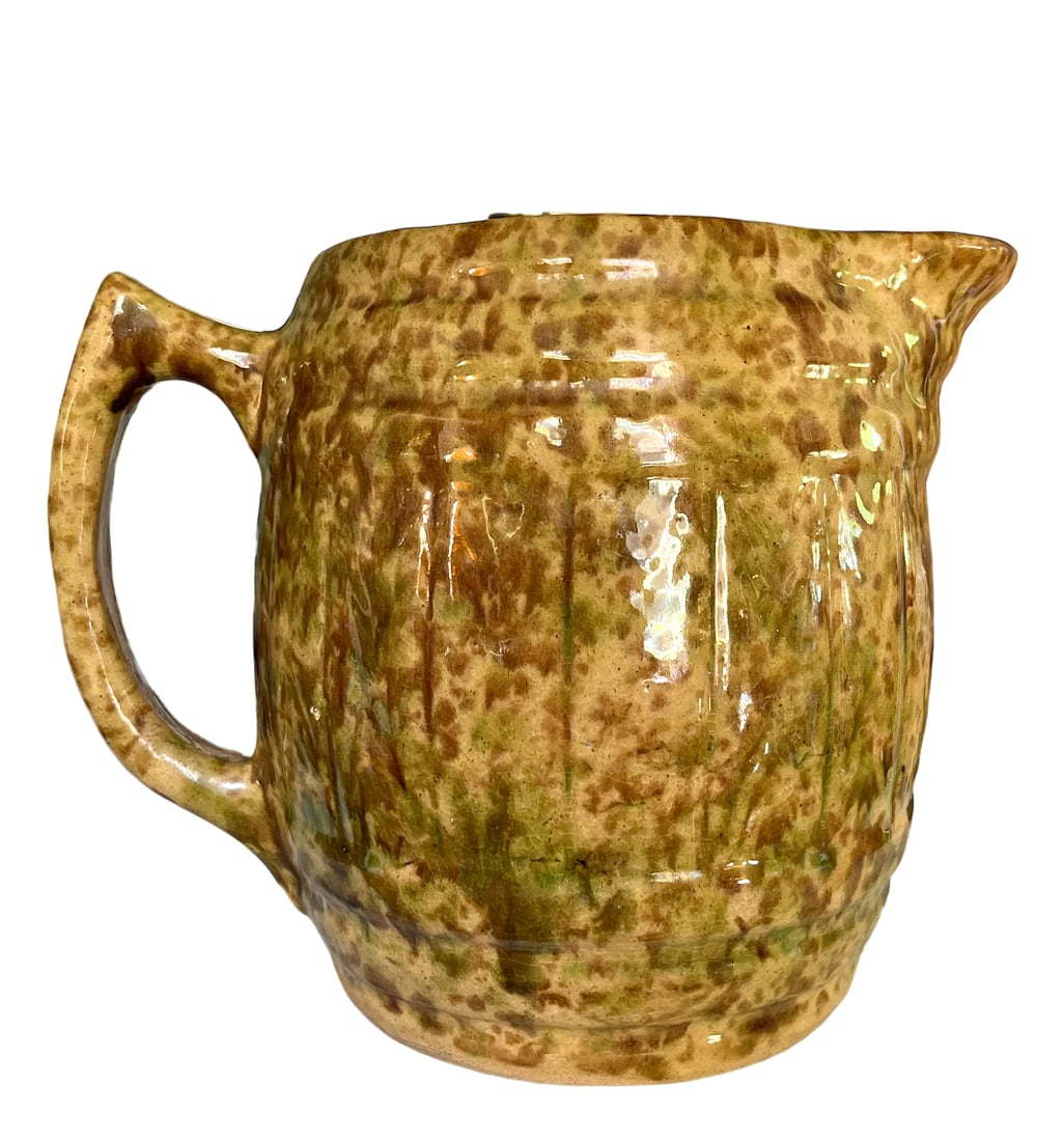Antique Large Splatterware Ceramic Pitcher - 2