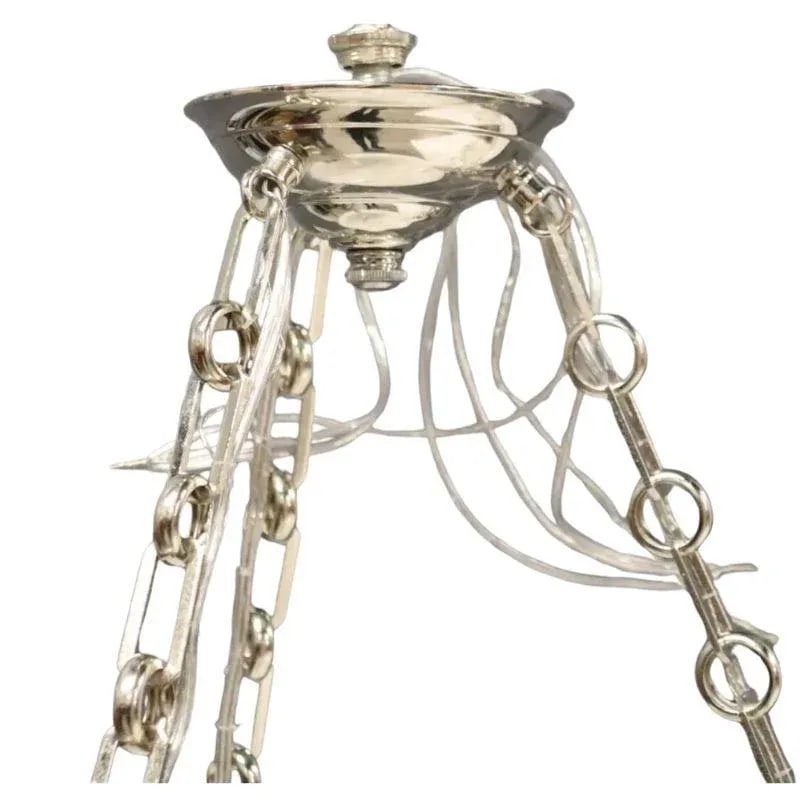 Vintage Alabaster Deep Dish Form Chandelier - 3