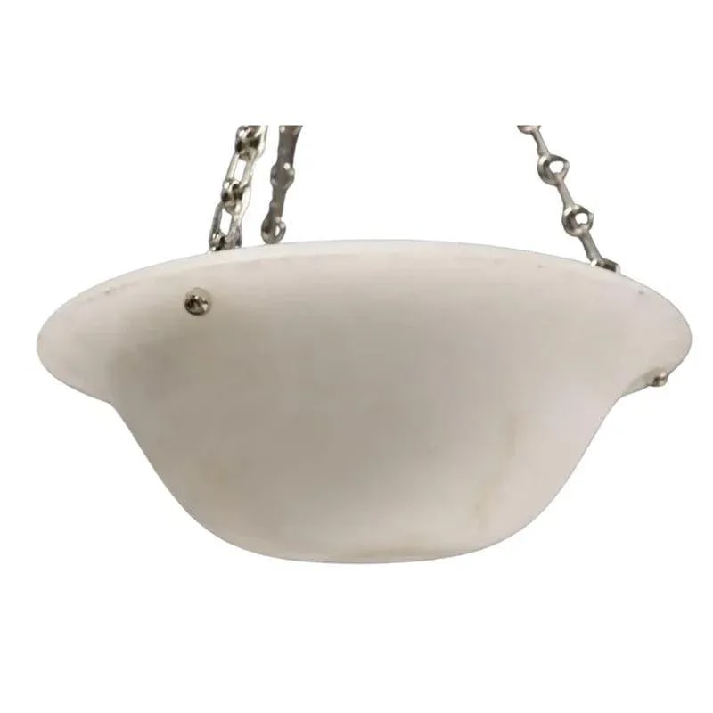 Vintage Alabaster Deep Dish Form Chandelier - 4