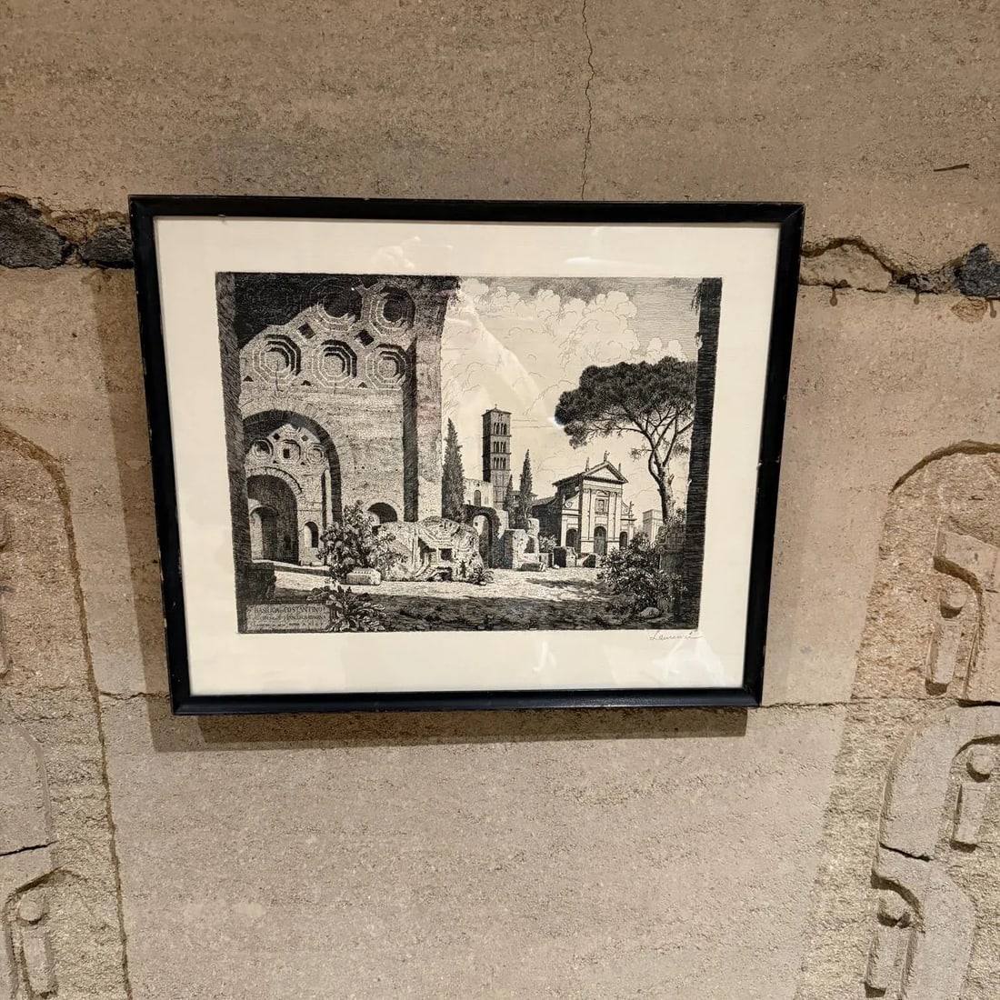 1960s Laurenzi Italian Architectural Etching Secret Message - 3