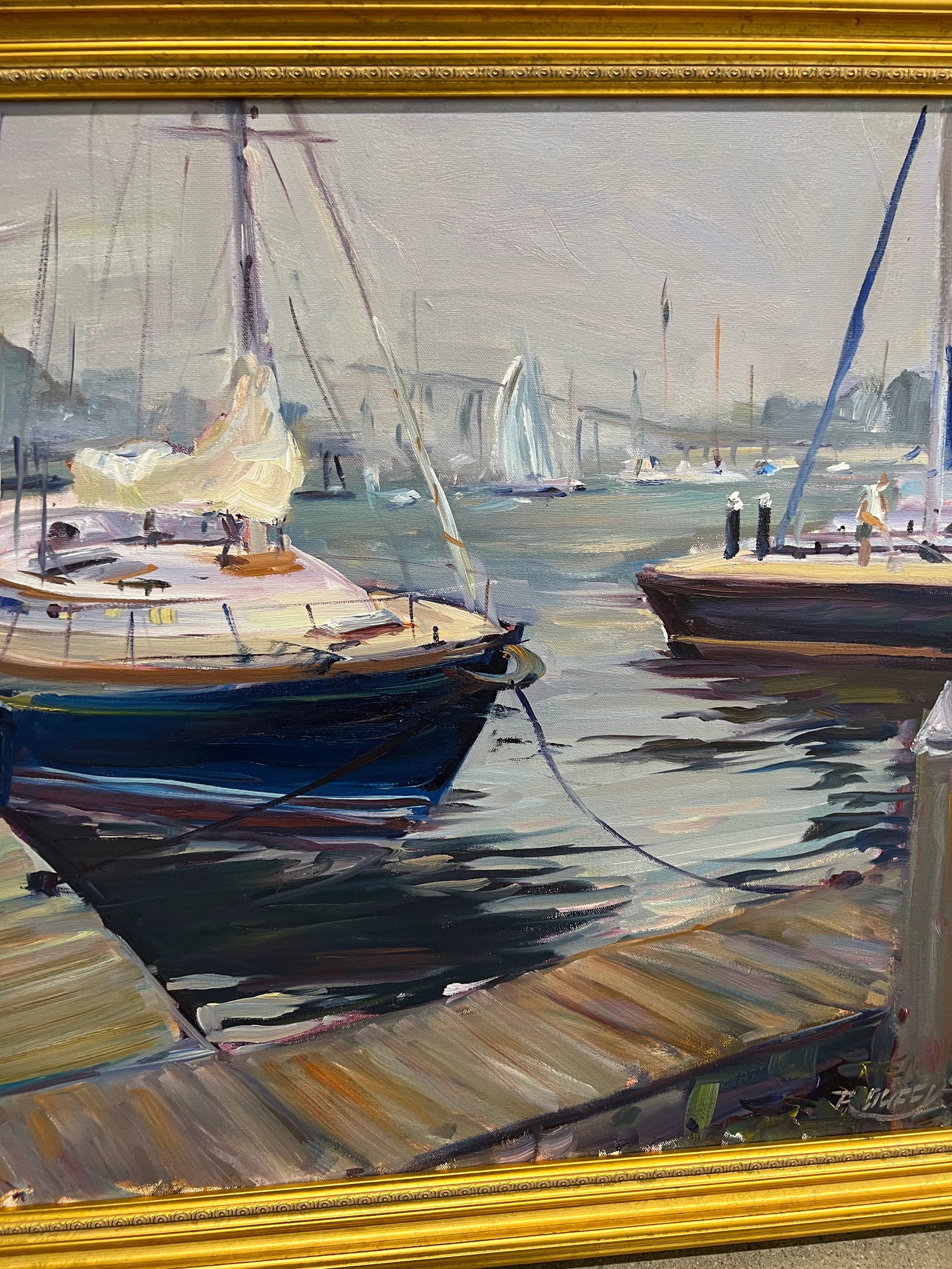 Robert Duffy (American, 1928-2015), Impressionist Newport Harbor Seascape Oil / Canvas - 4