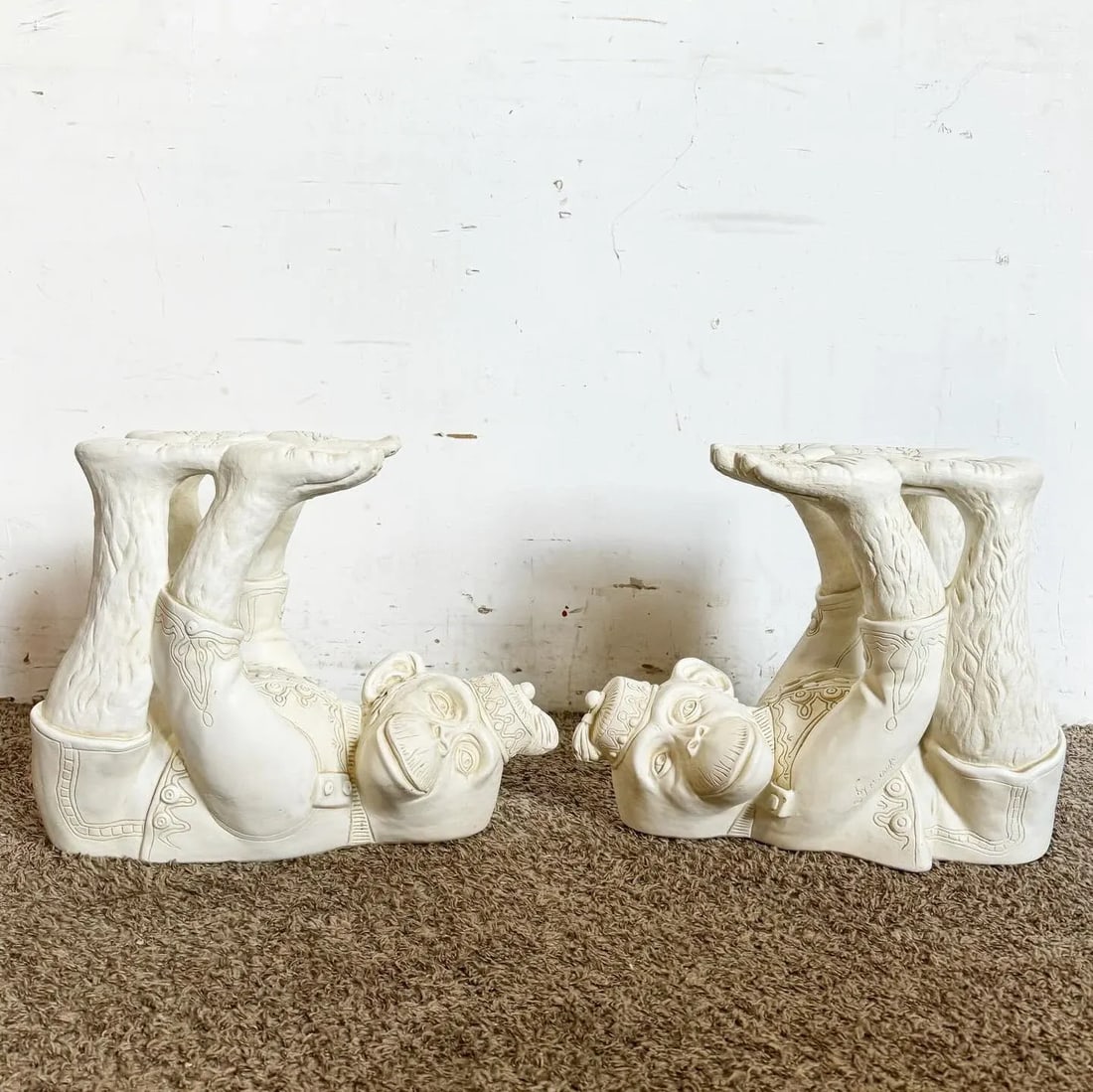 Boho Regency Plaster Monkey Tables by Continental Accents - a Pair - 2