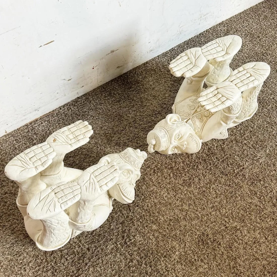 Boho Regency Plaster Monkey Tables by Continental Accents - a Pair - 3