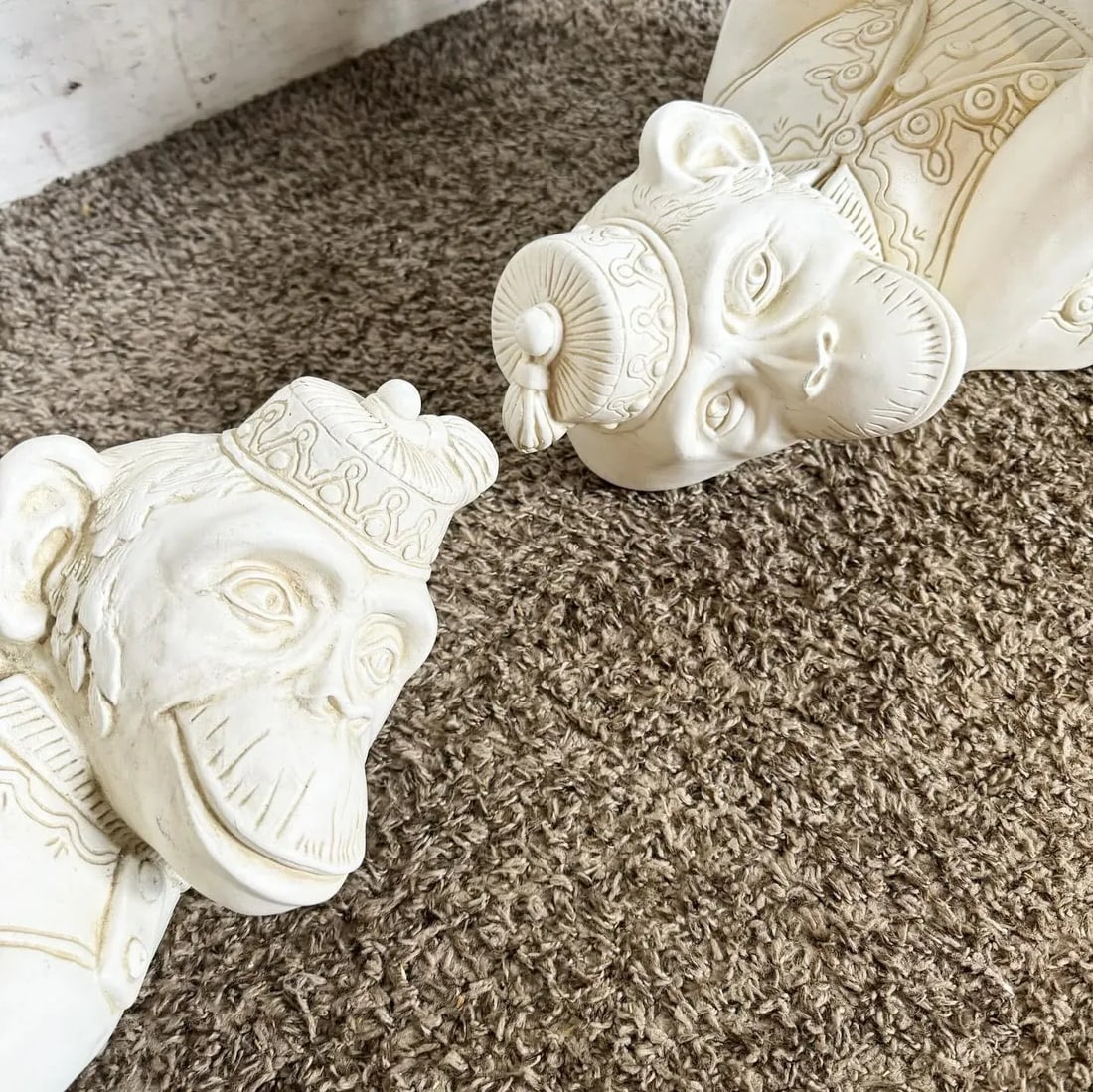 Boho Regency Plaster Monkey Tables by Continental Accents - a Pair - 5