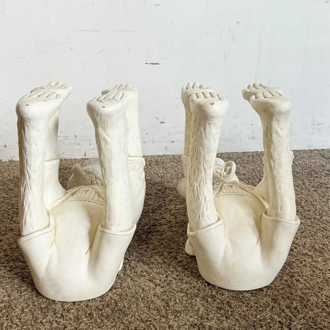 Boho Regency Plaster Monkey Tables by Continental Accents - a Pair - 8