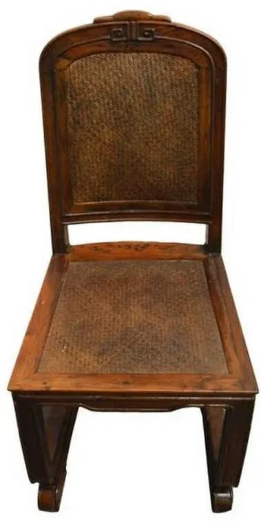 Antique Dark Brown Lacquer Side Chair With Rattan Seat From China, 19th Century - 3