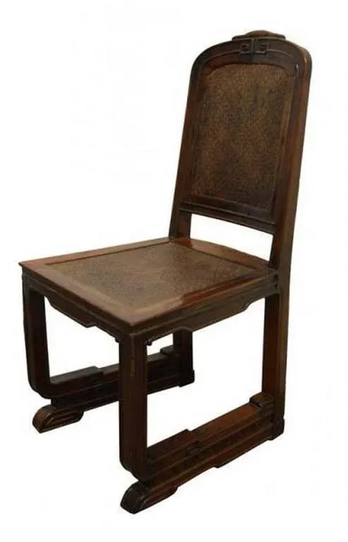 Antique Dark Brown Lacquer Side Chair With Rattan Seat From China, 19th Century - 4