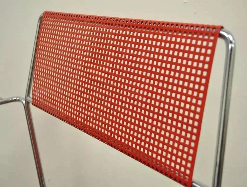 Vintage Tomado Style Mid Century Modern Red Stacking Chrome Metal Mesh Chairs- a Pair - 4