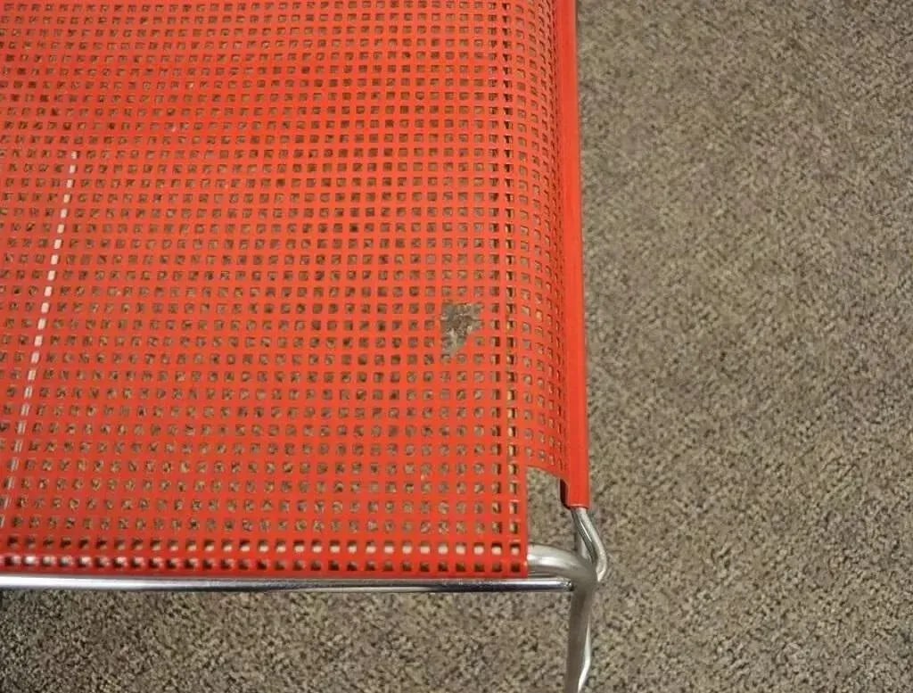 Vintage Tomado Style Mid Century Modern Red Stacking Chrome Metal Mesh Chairs- a Pair - 7