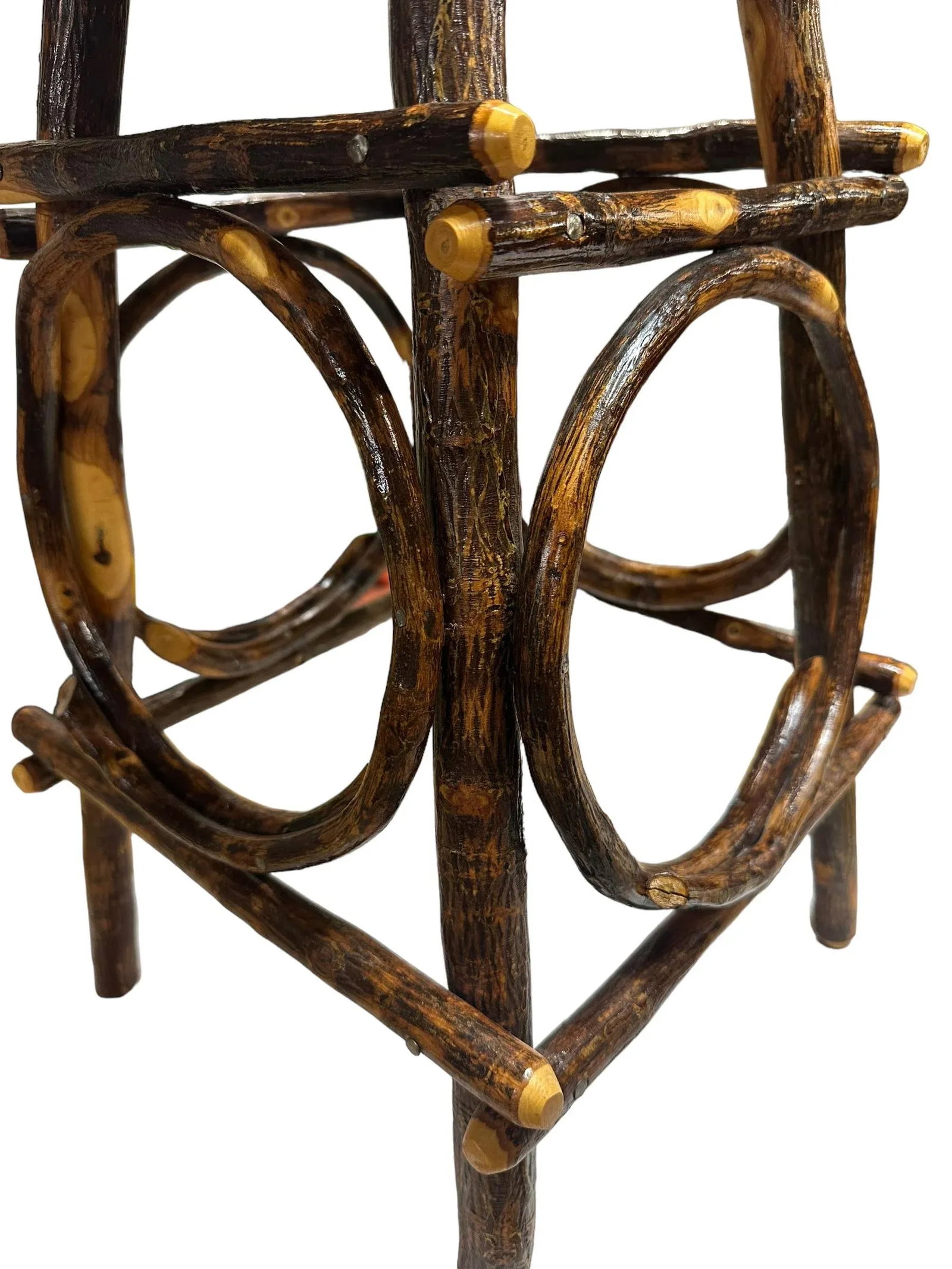 Amish Folk Art Bentwood Hickory and Oak Hand Crafted Swivel Stools -a Pair - 3