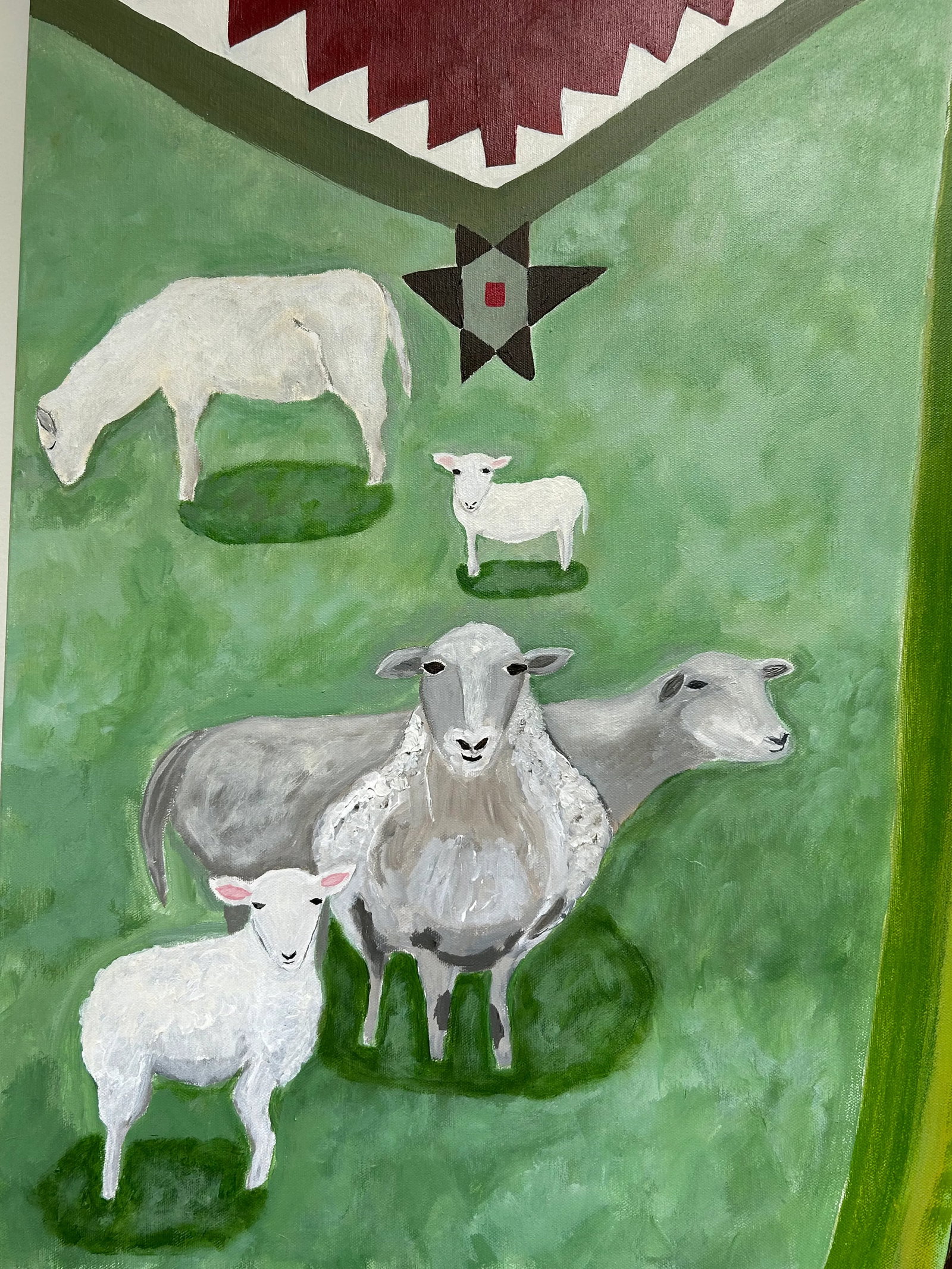 Very Large Beautiful Contemporary Painting Titled Kilim Farm - 3