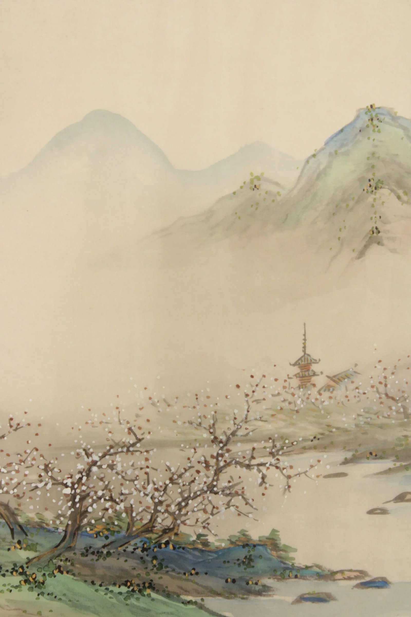 Chinese Mountain Village Landscape Painting On Silk, Custom Framed - 8