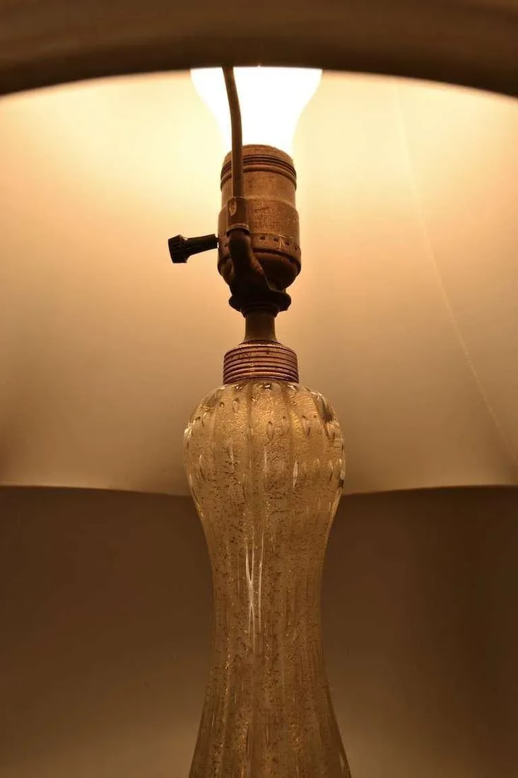 Murano Avventurina Italian Table Lamps - a Pair - 3