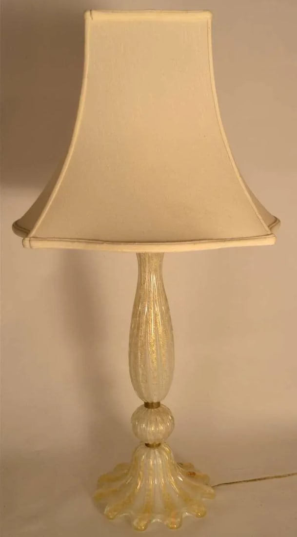 Murano Avventurina Italian Table Lamps - a Pair - 4
