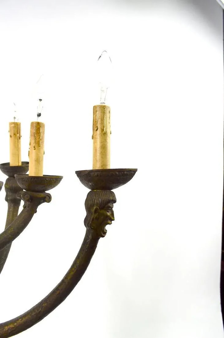 Eight-Light Greco Roman Revival Arts & Crafts Chandelier - 3