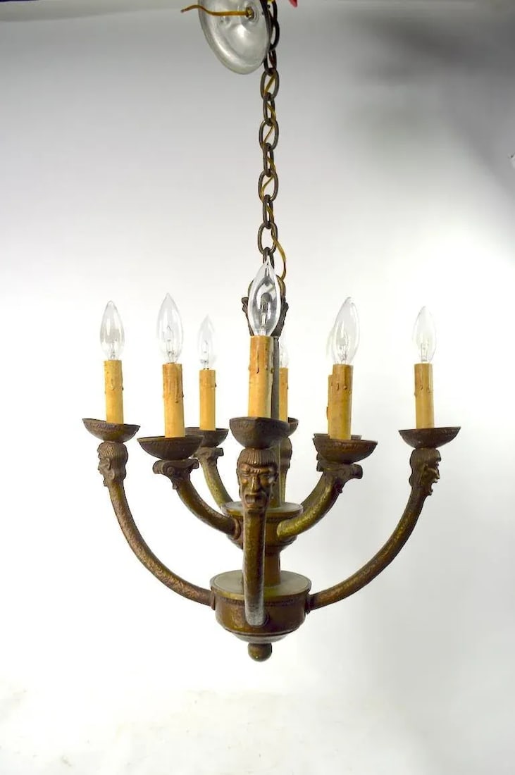 Eight-Light Greco Roman Revival Arts & Crafts Chandelier - 5
