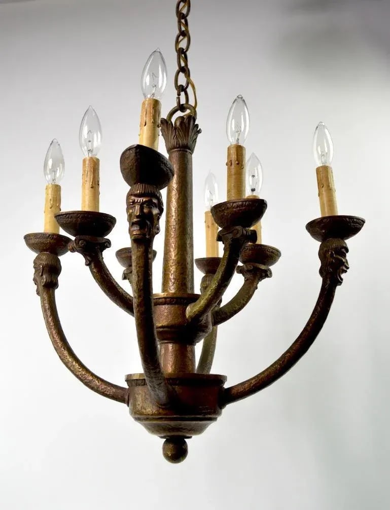 Eight-Light Greco Roman Revival Arts & Crafts Chandelier - 6