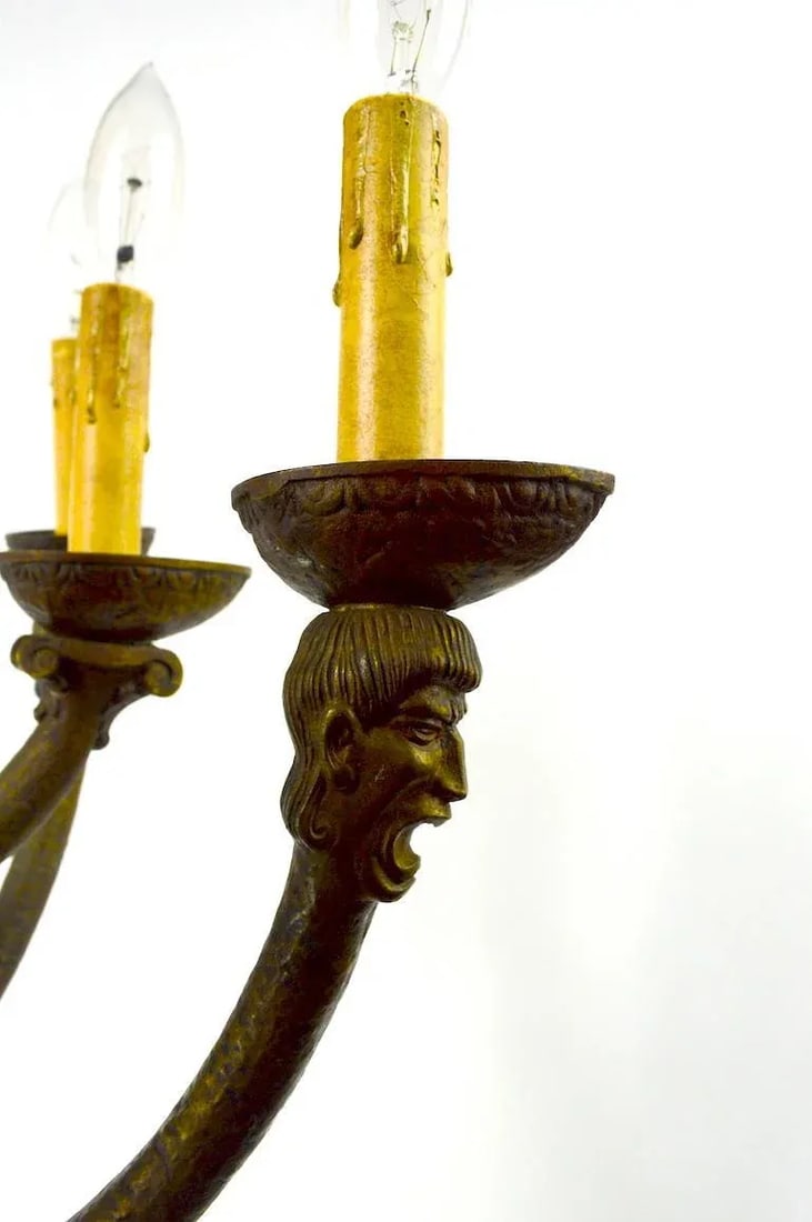 Eight-Light Greco Roman Revival Arts & Crafts Chandelier - 7