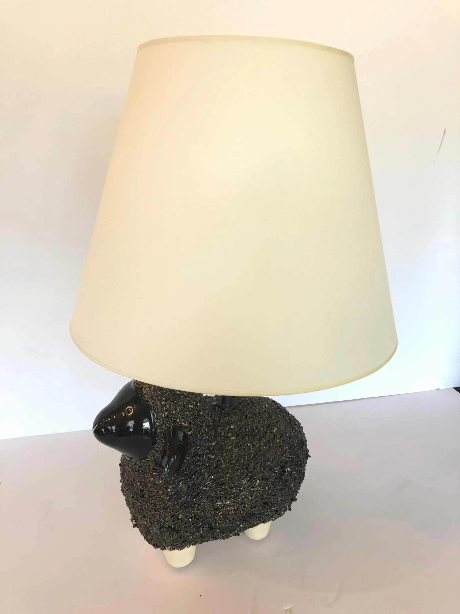 Handmade Black Ceramic Sheep Lamp - 2