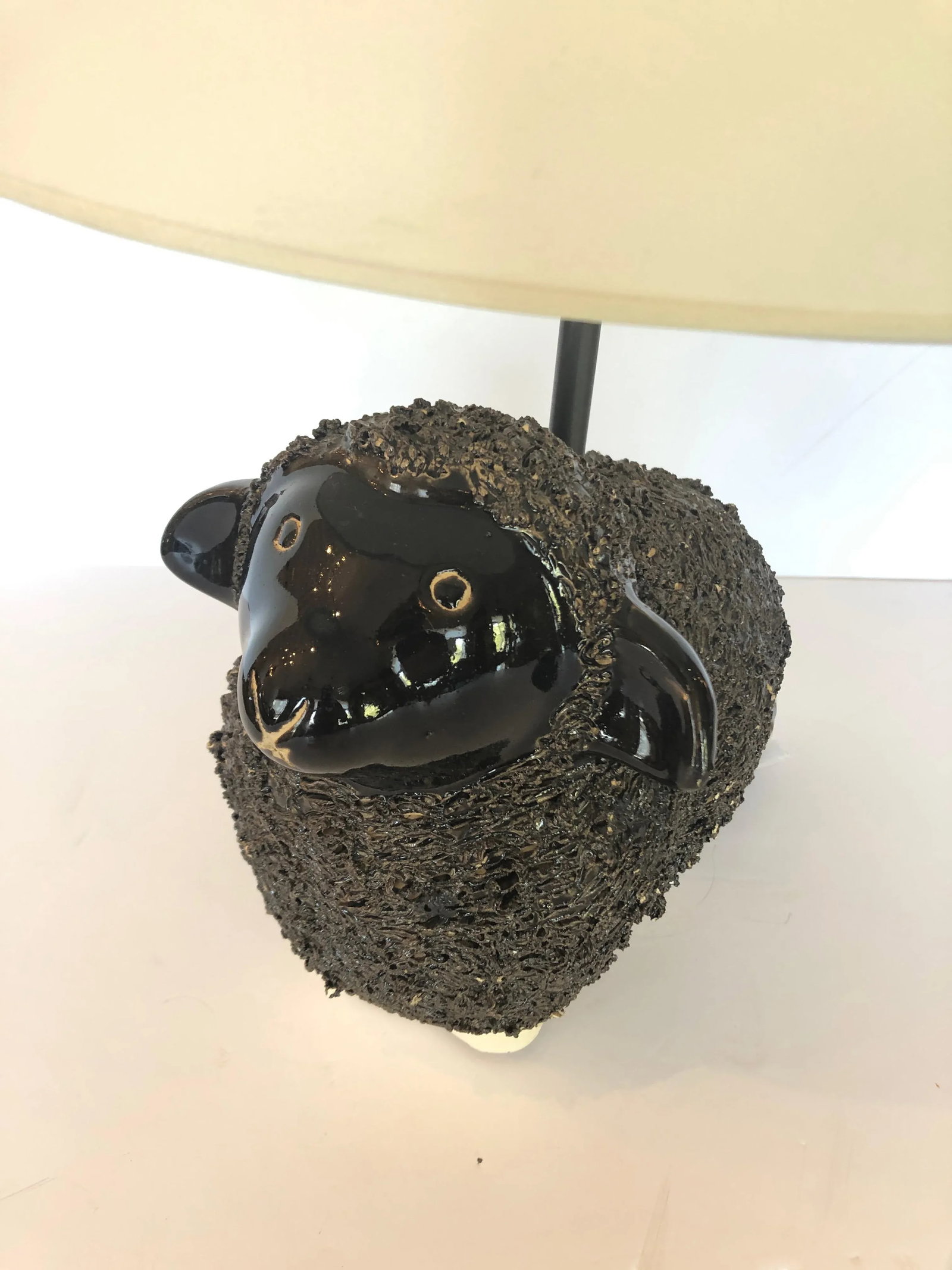 Handmade Black Ceramic Sheep Lamp - 3