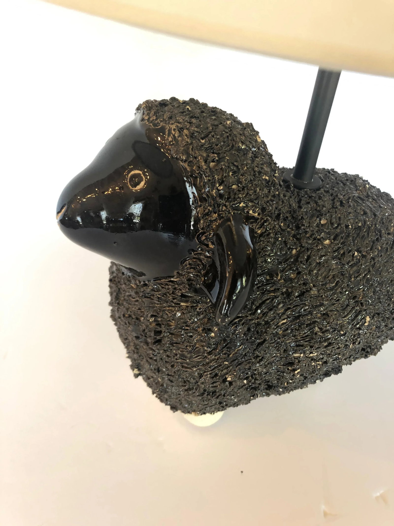 Handmade Black Ceramic Sheep Lamp - 4