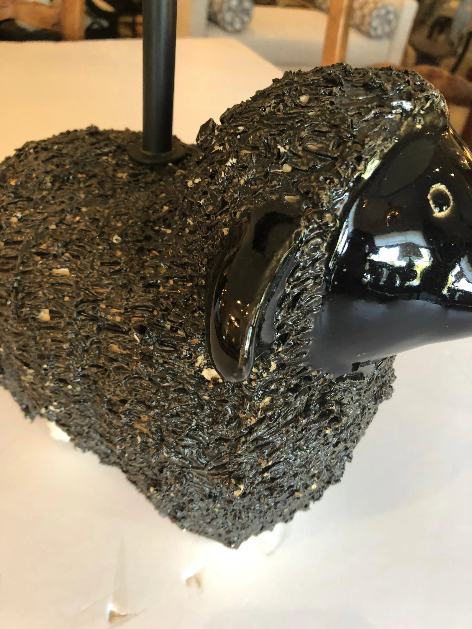 Handmade Black Ceramic Sheep Lamp - 6
