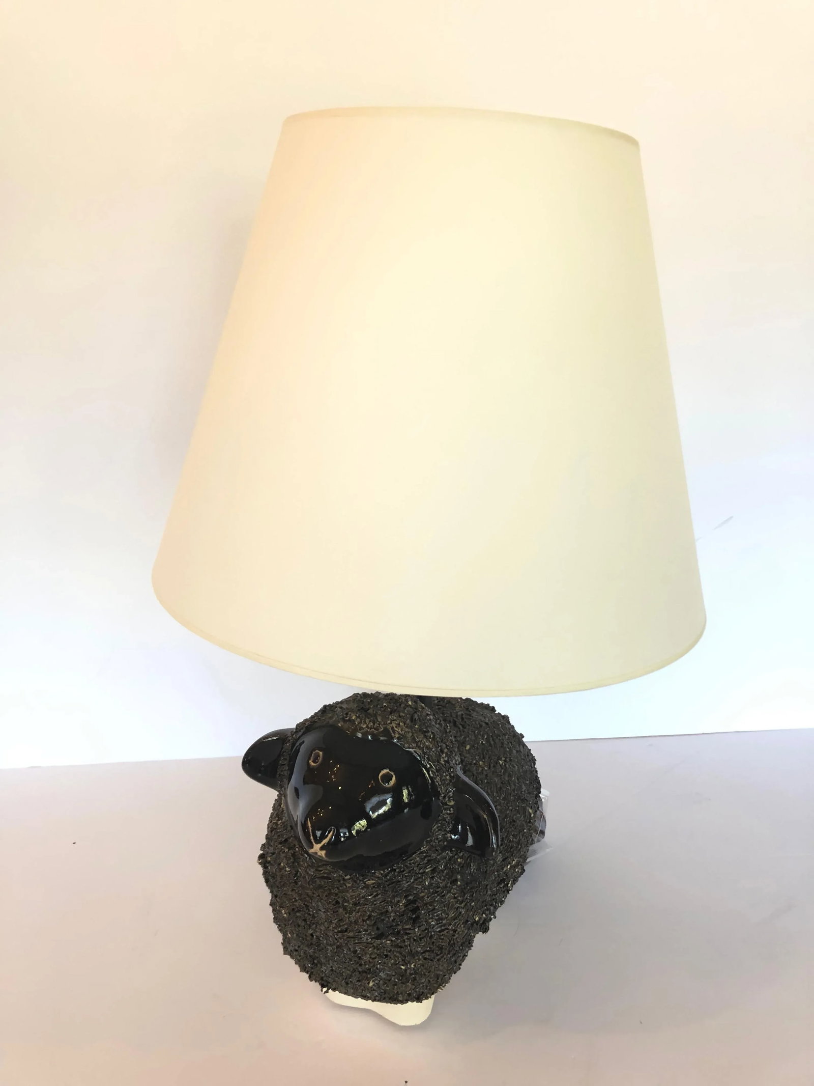 Handmade Black Ceramic Sheep Lamp - 9