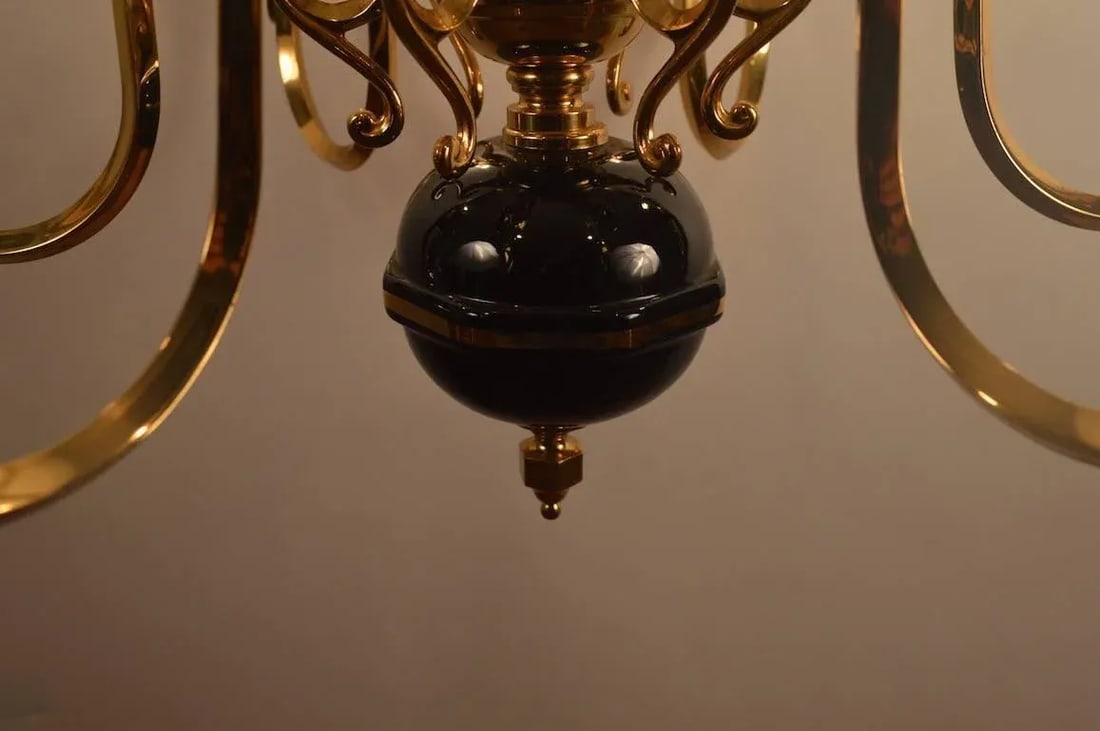 Six-Light Candle Style Black and Brass Chandelier - 3