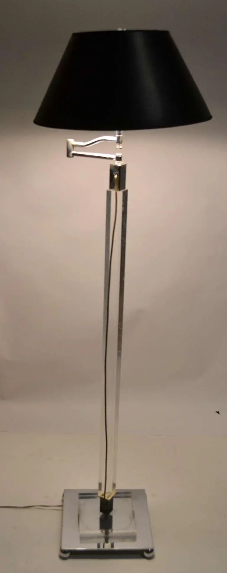 Lucite and Chrome Swing Arm Floor Lamp - 2