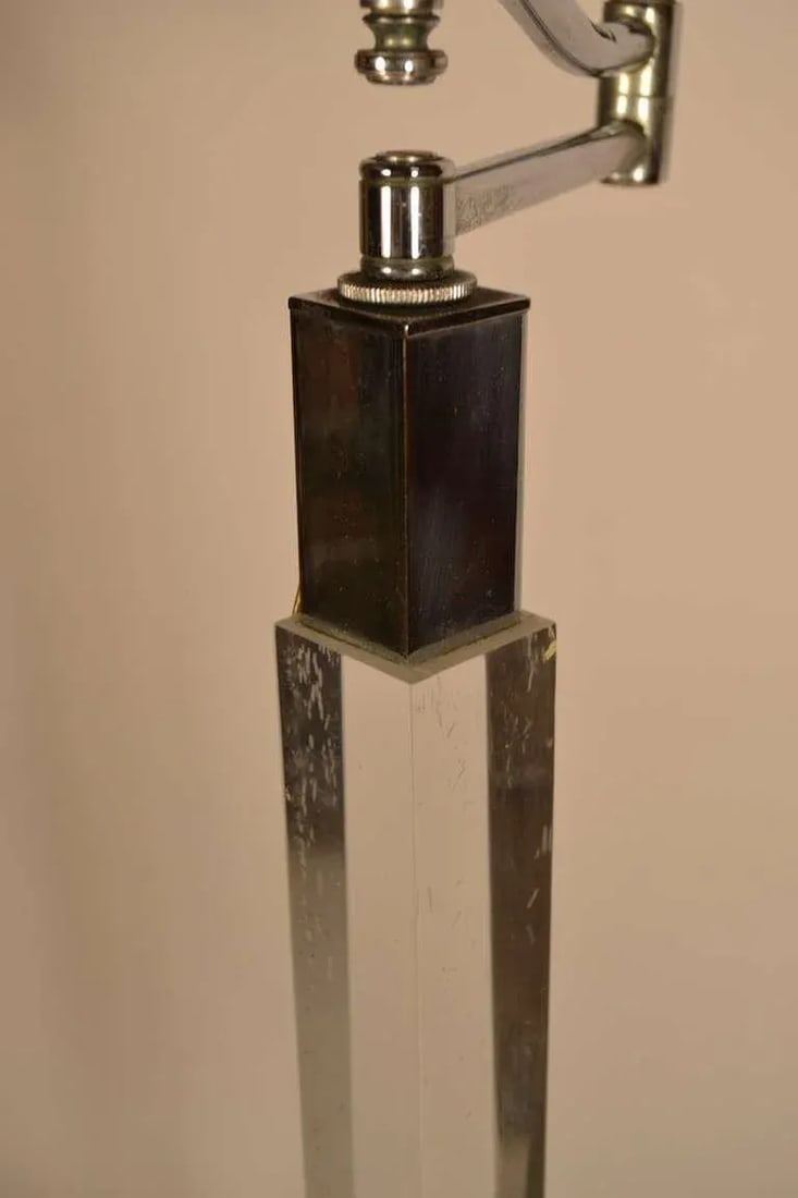 Lucite and Chrome Swing Arm Floor Lamp - 4