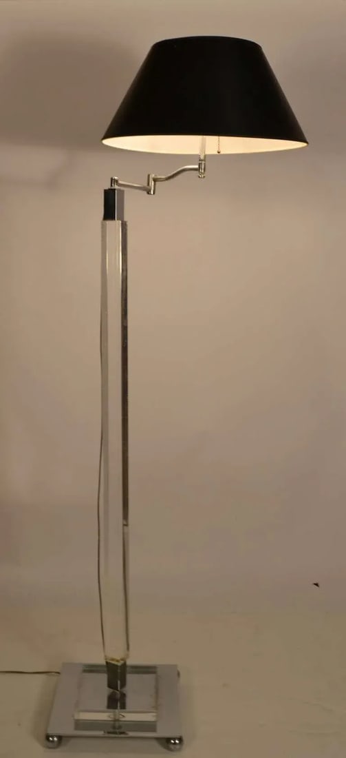 Lucite and Chrome Swing Arm Floor Lamp - 5
