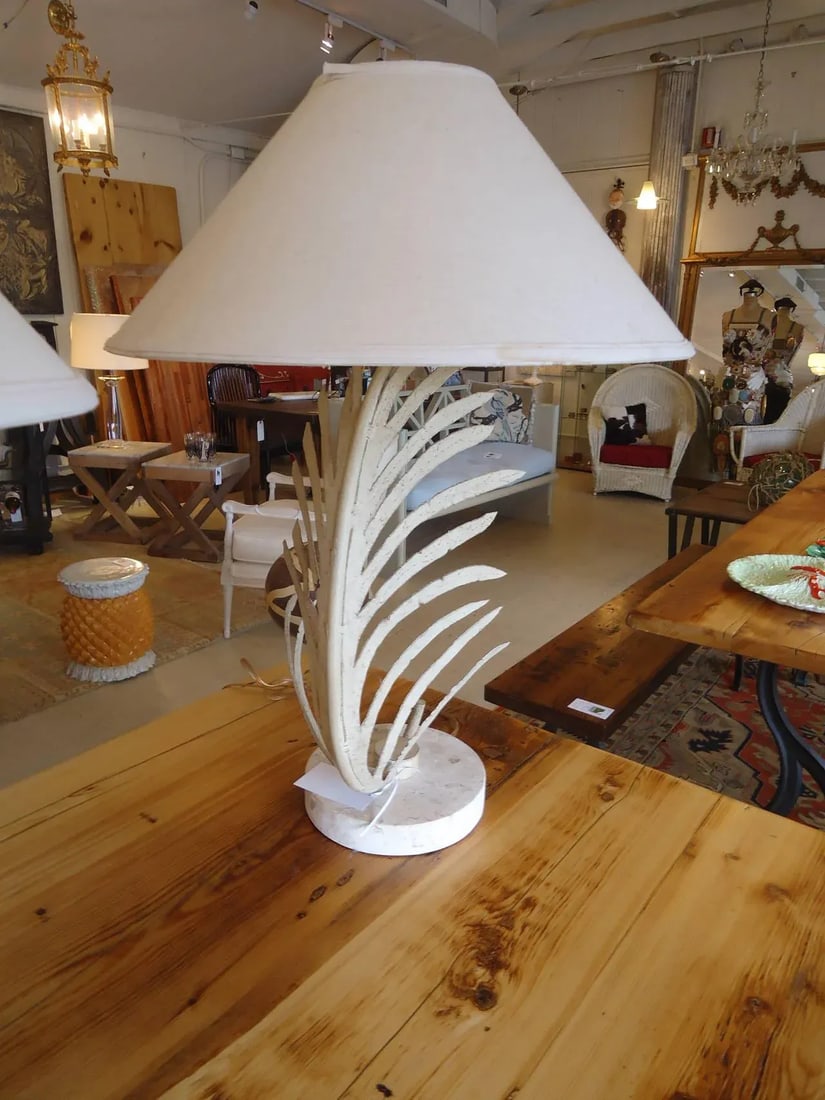 Iron Palm Leaf Table Lamps - a Pair - 2