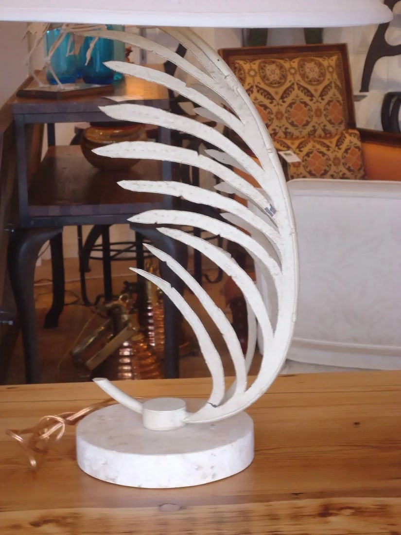 Iron Palm Leaf Table Lamps - a Pair - 6
