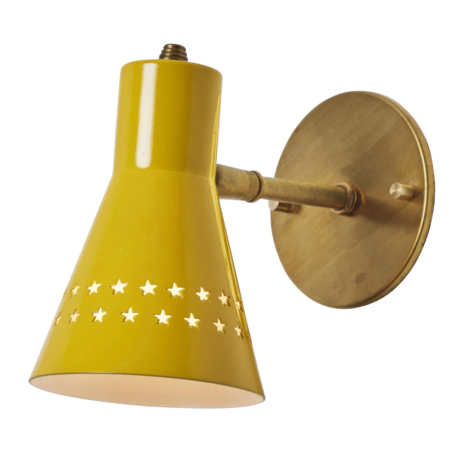 1950s Robert Mathieu Perforated Yellow Metal and Brass Wall Sconce - 3