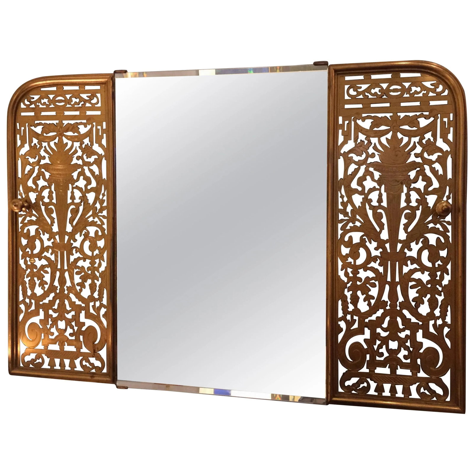 Clever Custom Mirror Made From Victorian Brass Fireplace Fender - 5