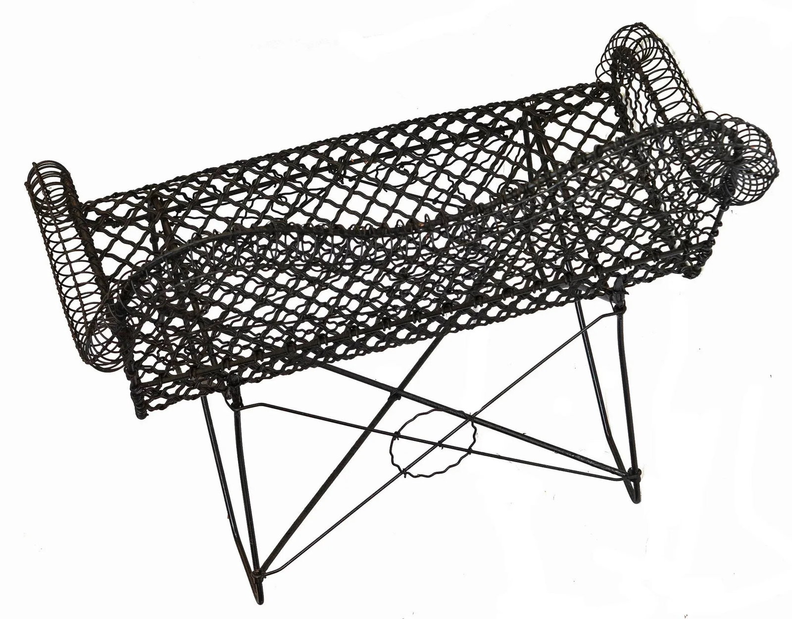 Antique Victorian French Iron Wire Loveseat - 2