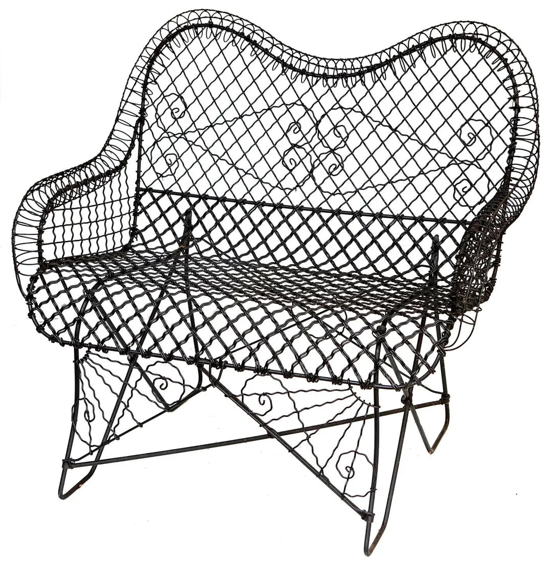 Antique Victorian French Iron Wire Loveseat - 5