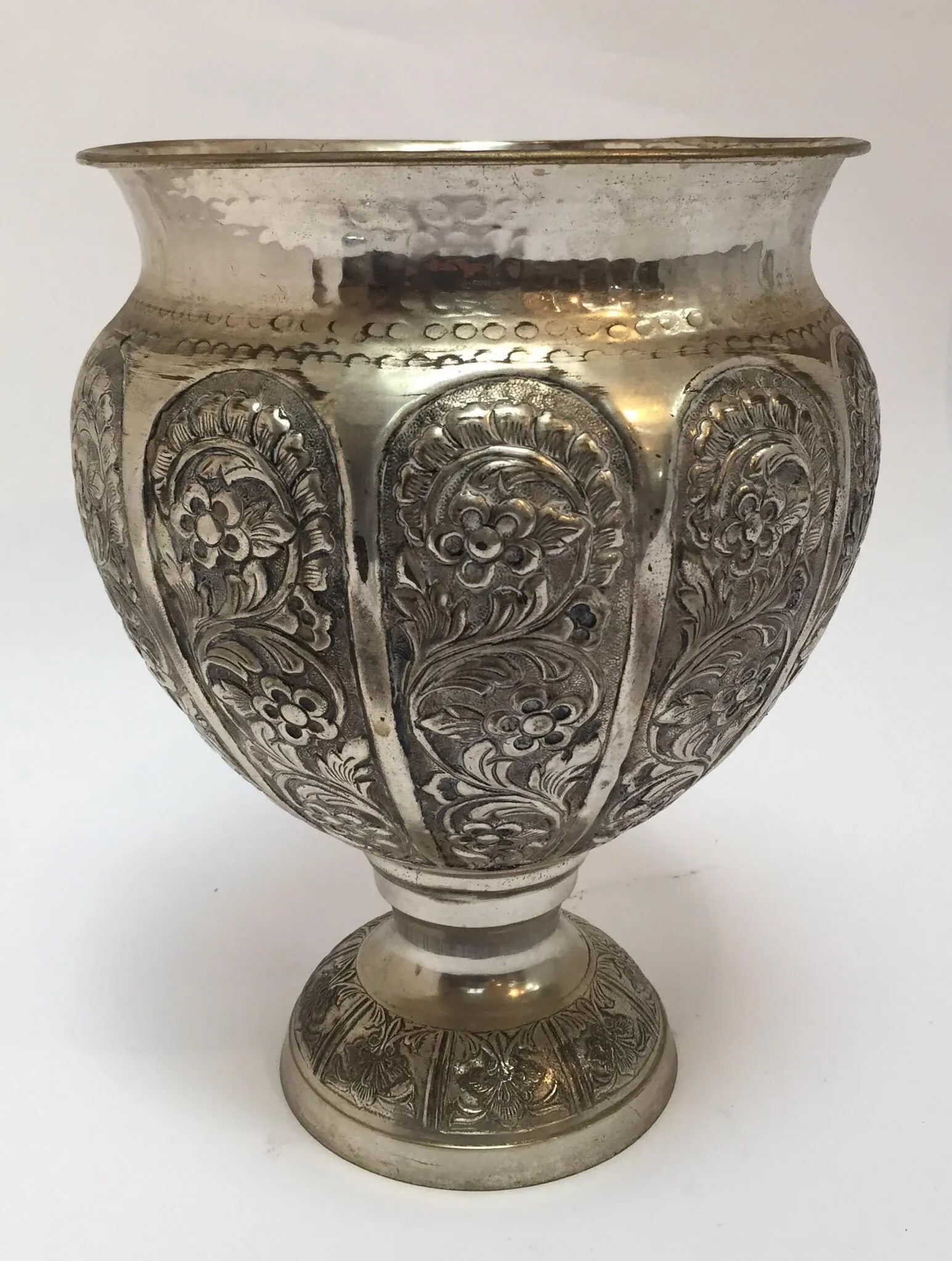 Anglo-Raj Style Silvered Footed Vase - 2