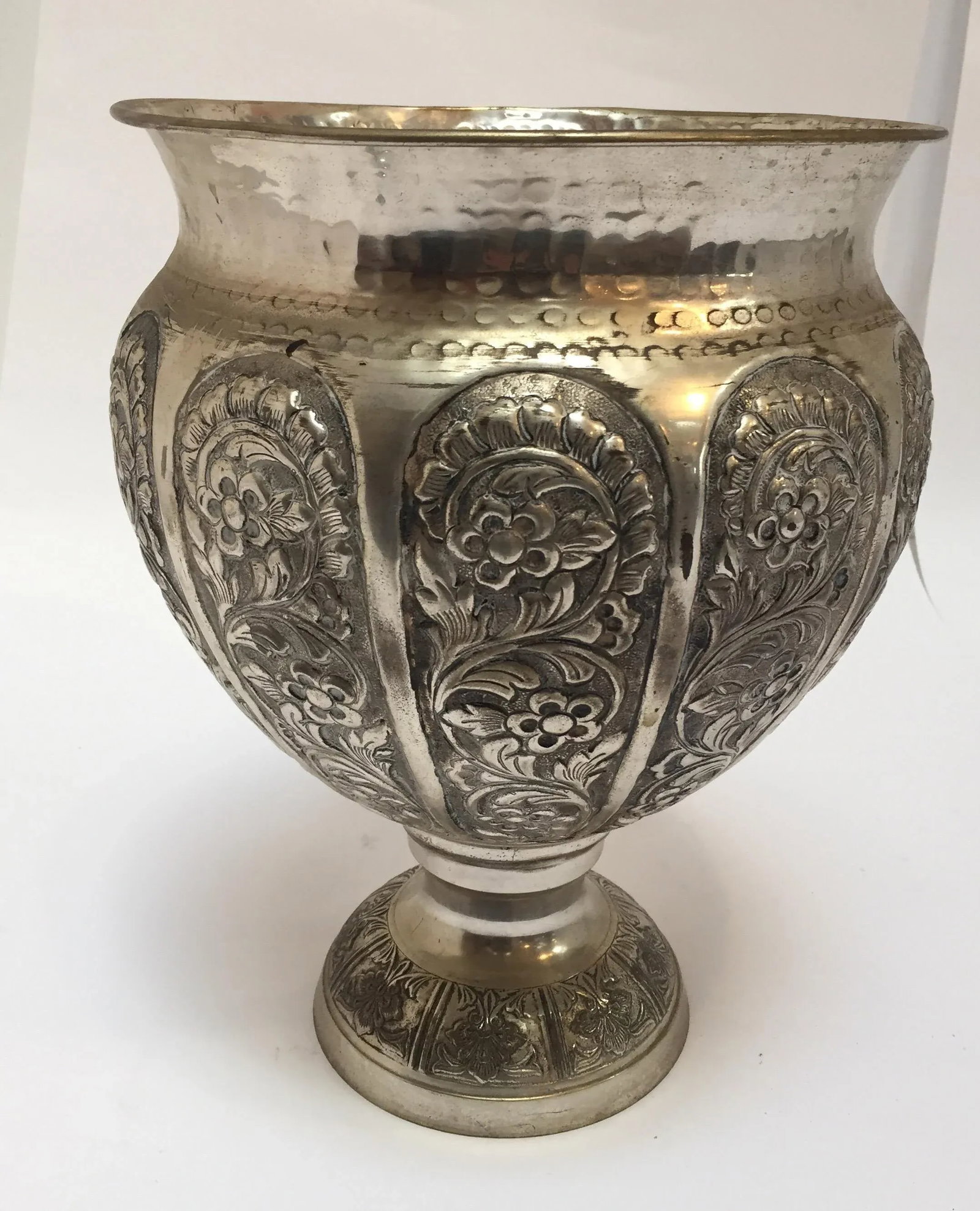 Anglo-Raj Style Silvered Footed Vase - 3